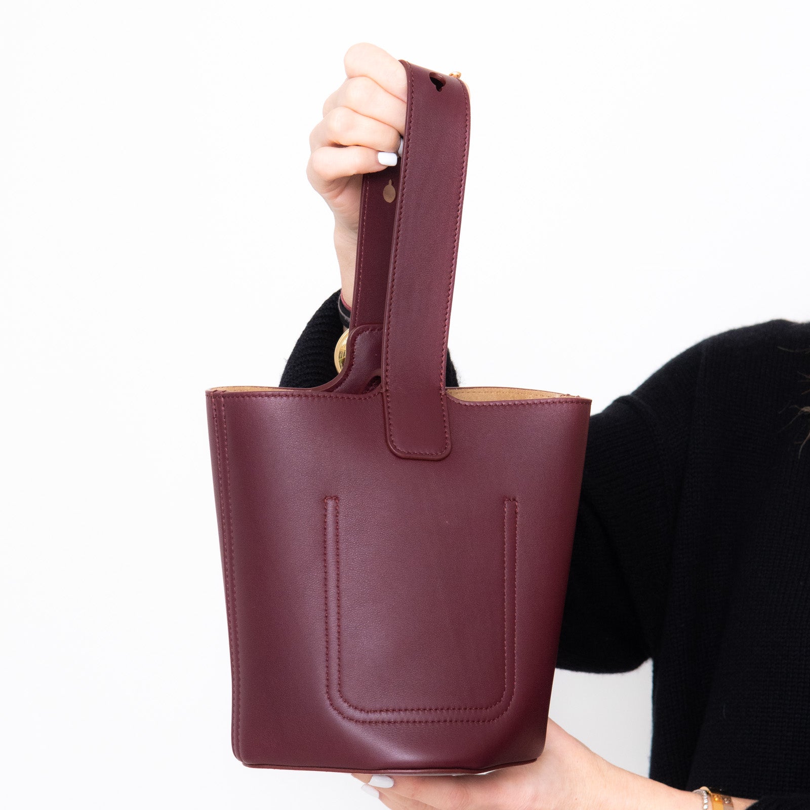 Loewe Burgundy Pebble Leather Bag - Image 6 of 8