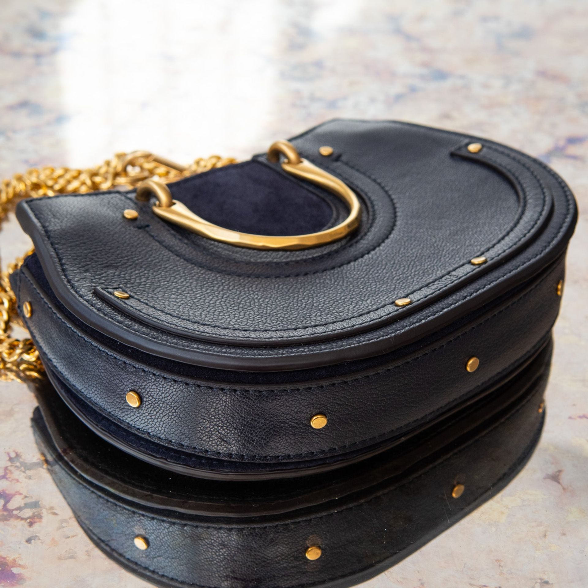 Chloe Navy Leather Mini Crossbody Bag - Image 3 of 7