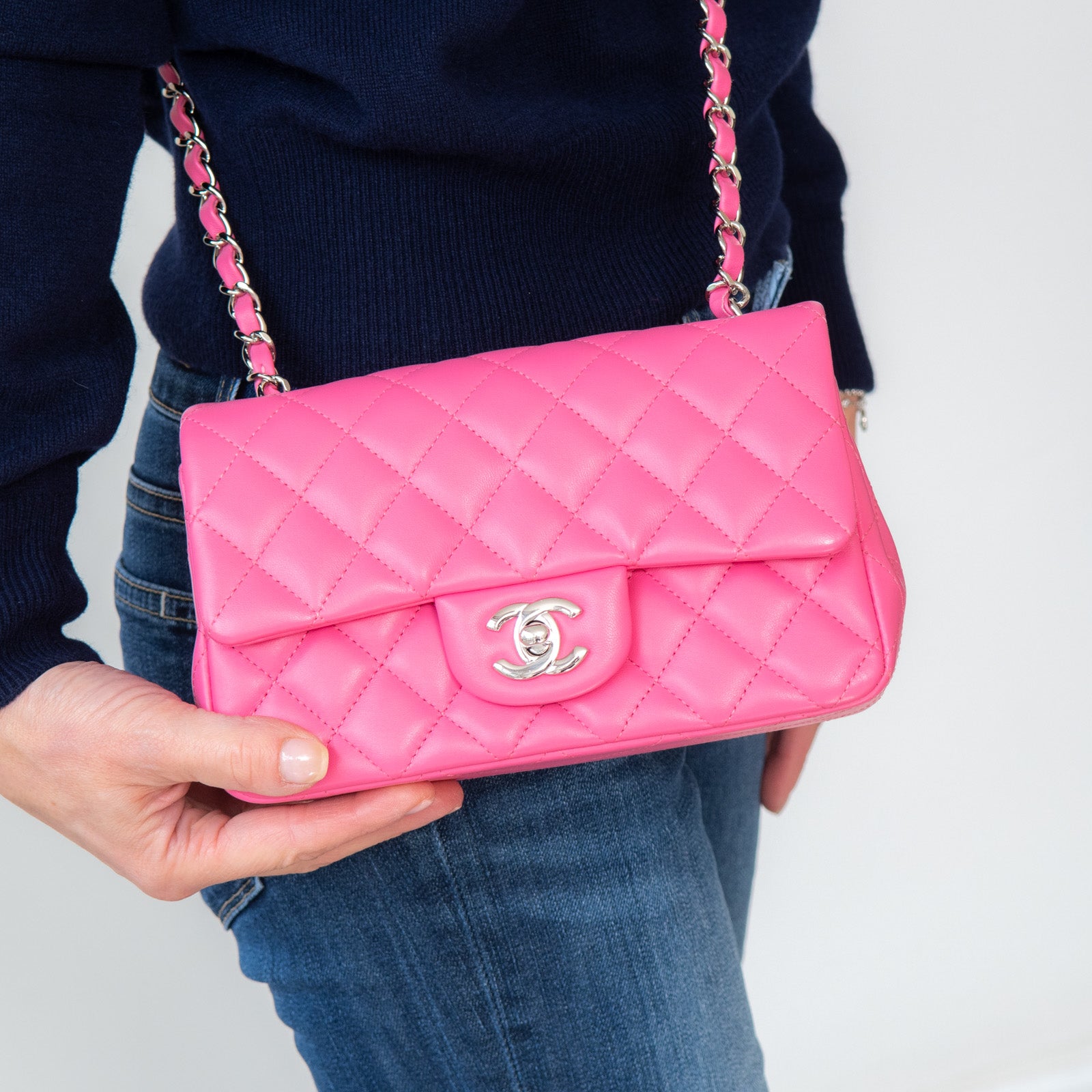 Chanel Pink Mini Rectangular Flap Bag - Image 6 of 13