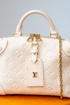 Louis Vuitton Cream Petite Malle Souple Bag Empreinte
