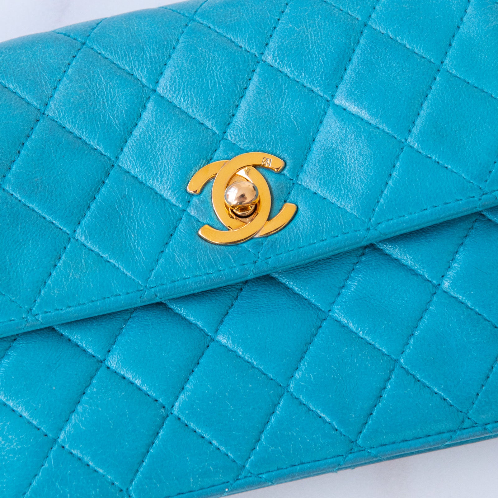 Chanel Turquoise Clutch On Chain Bag - Image 5 of 9