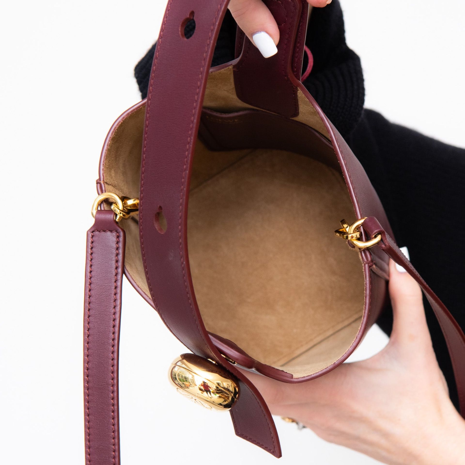 Loewe Burgundy Pebble Leather Bag - Image 8 of 8