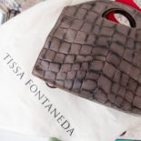 Tissa Fontaneda Grey Mock Croc Bag