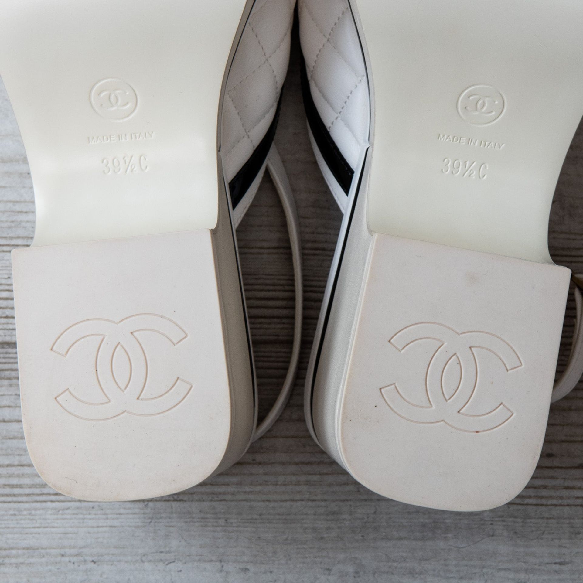 Chanel White Open Toe Wedge Sandals - Image 6 of 6