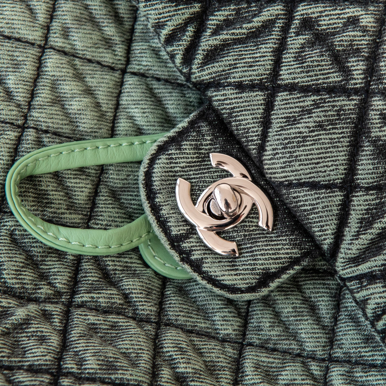 Chanel Green Denim Backpack - Image 8 of 11