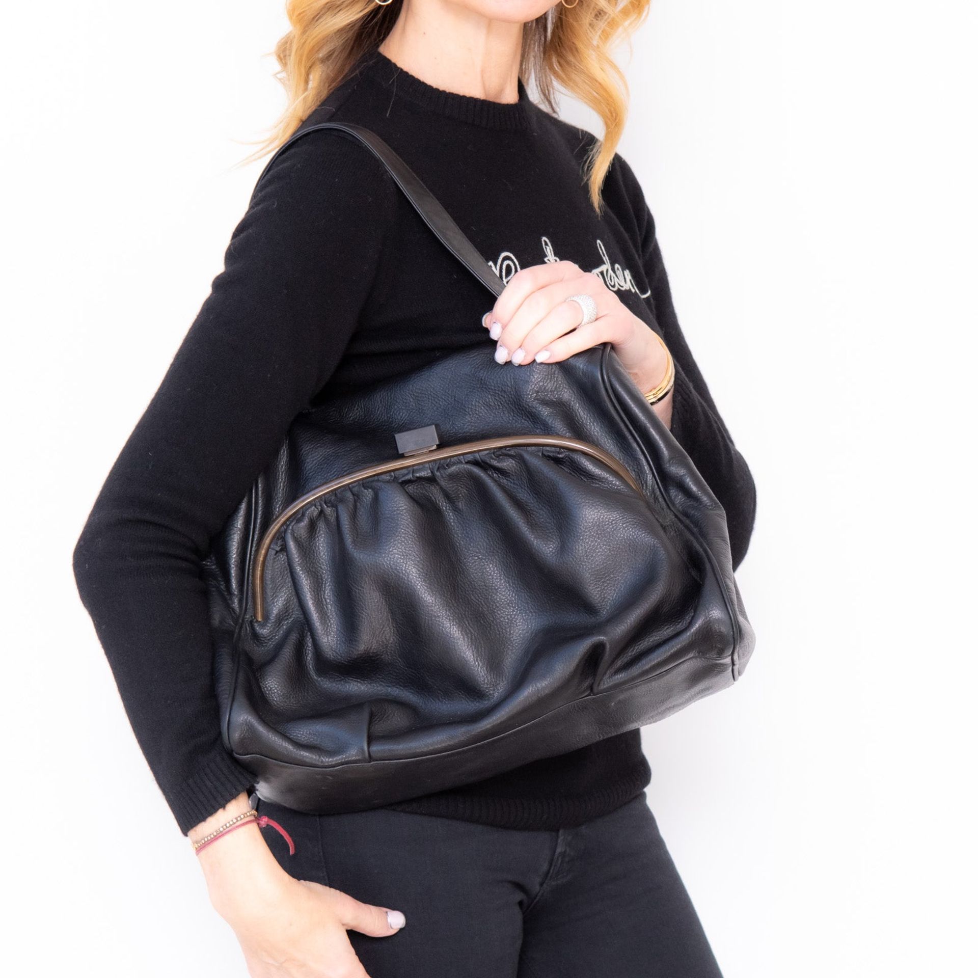 Erva Black Leather Bag - Image 2 of 7
