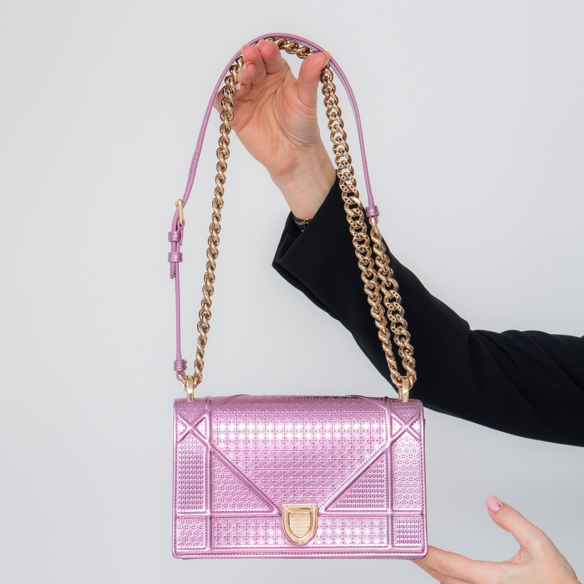 Dior Diorama Metallic Pink Bag - Image 5 of 8