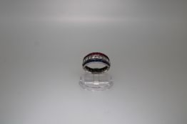 18ct White Gold Sapphire Diamond Ruby Day And Night Ring
