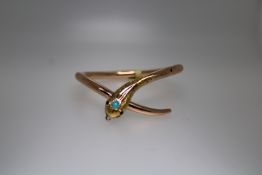Edwardian 15ct Rose Gold Diamond Garnet Snake Hinged Bangle