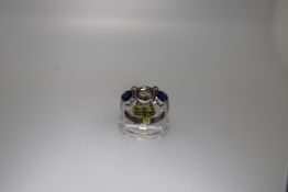 18ct White Gold Diamond Sapphire Cocktail Ring