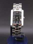 BAUME & MERCIER LADIES STEEL WATCH BLACK DIAL WITH BOX