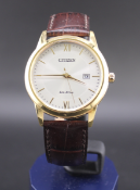 CITIZEN WATCH GOLD PLATE ECO-DRIVE STRAP WATCH BOX PAPERS