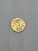 A 1/2 Sovereign Coin King George V 1916 22ct Gold 4g