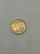 A 1/2 Sovereign Coin King George V 1902 22ct Gold 4g