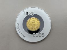 A 2005 One Dollar Australian Half Sovereign Proof Coin Gold Plated Silver