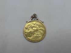 A Queen Victoria 1887 Â£2 Coin Sovereign 22ct Gold Set On 9ct Pendant Mount 15.27g