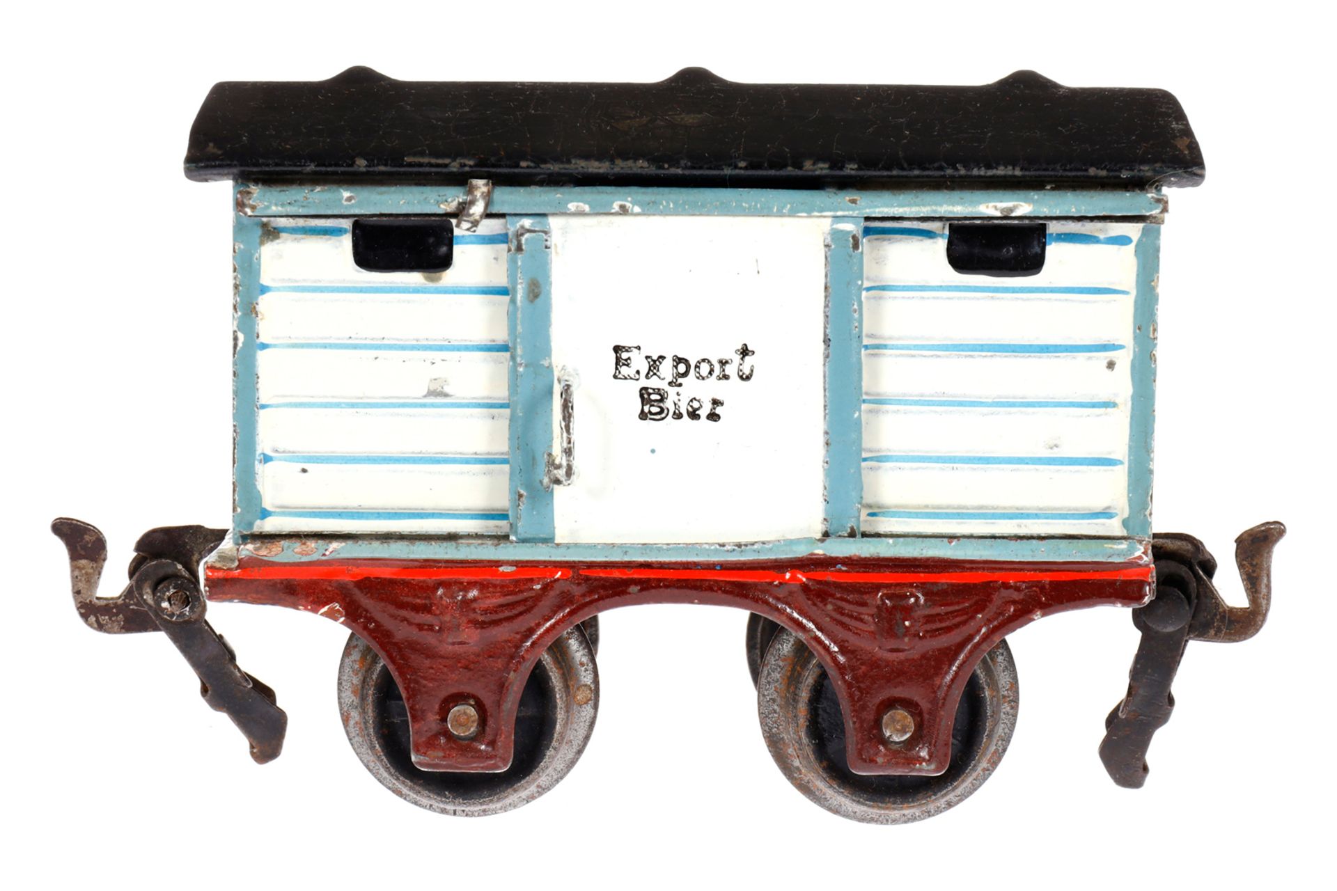Märklin Export Bierwagen 1808, Spur 0, uralt, HL, mit 1 ST, LS und gealterter Lack, L 9,5, Z 2-3