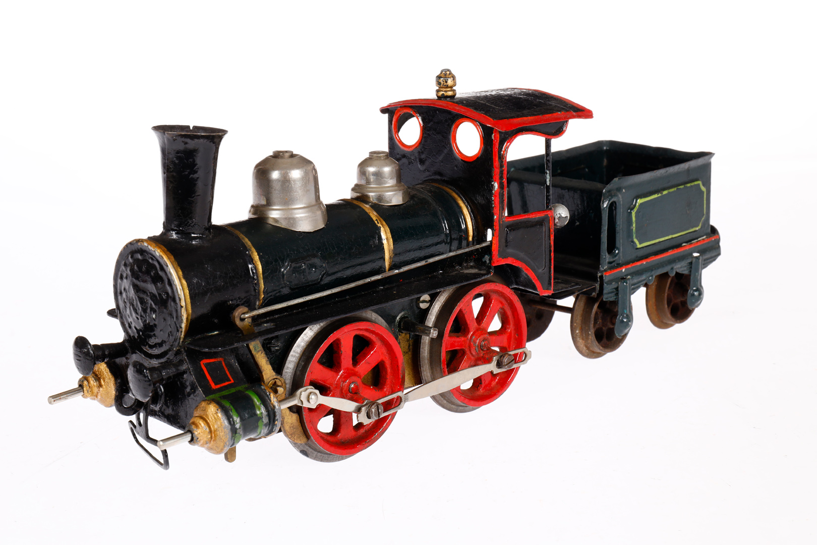 Märklin B-Dampflok 1021, Spur 1, uralt, Uhrwerk intakt, HL, mit Tender und Bremse, LS tw ausgeb., - Bild 2 aus 4