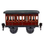 Märklin engl. Abteilwagen 2877 LMS, Spur 0, CL, LS tw ausgeb., gealterter Lack, L 11,5, Z 3