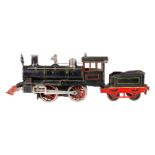 Märklin amerik. B-Dampflok AR 1021, Spur 1, uralt, Uhrwerk intakt, mit Tender, Kuhfänger, Glocke,