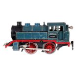 Märklin B-Tenderlok T 910, Spur 0, Uhrwerk intakt, blau/schwarz, tw nachlackiert, LS und