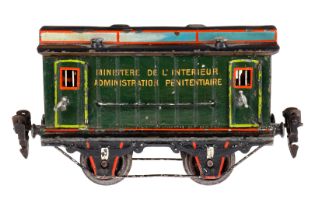 Märklin franz. Gefangenenwagen 2993, Spur 0, uralt, HL, mit Inneneinrichtung und 4 AT, Stirnseiten