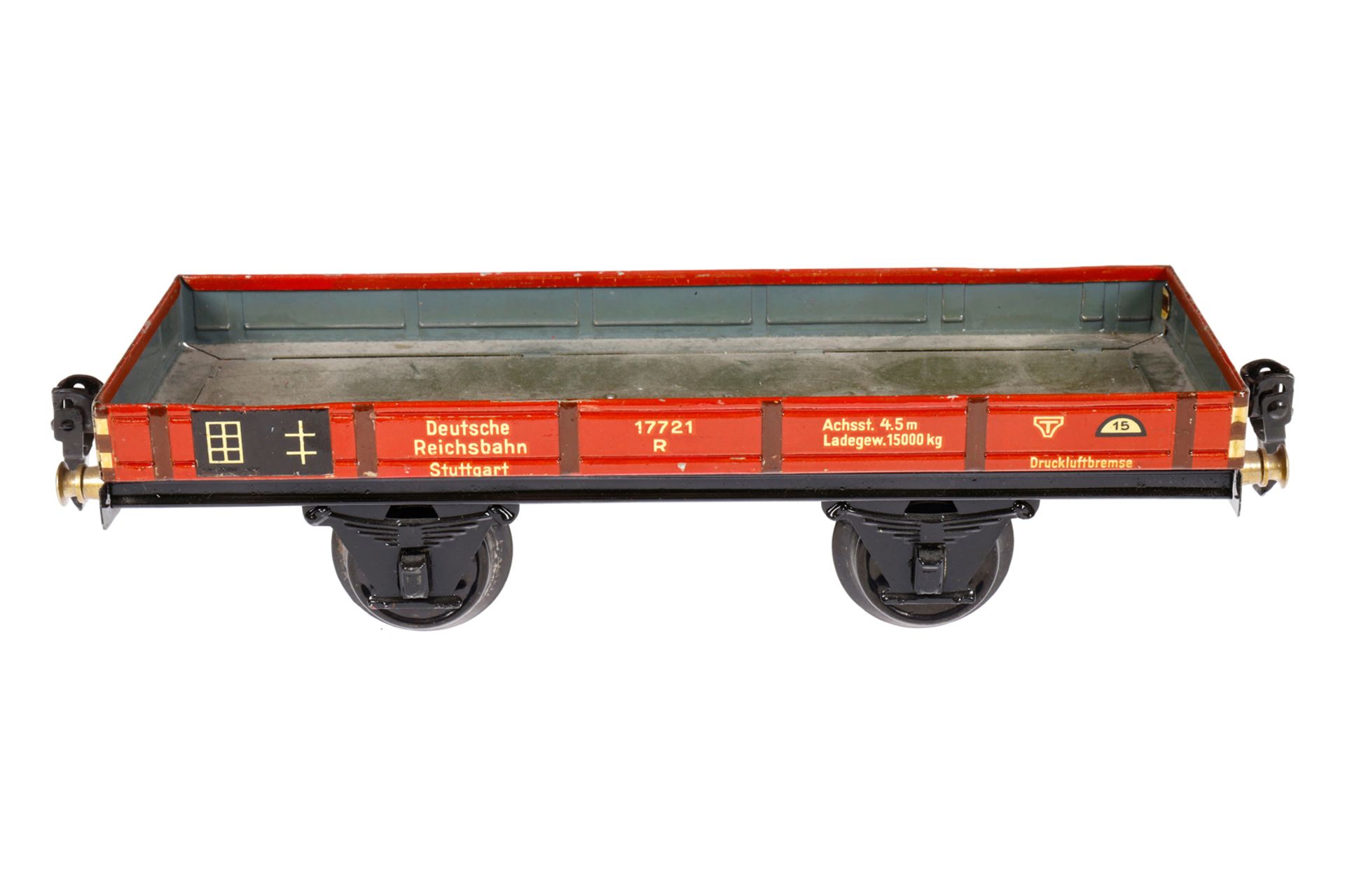 Märklin Niederbordwagen 1764, Spur 1, CL, LS und gealterter Lack, L 24, sonst noch Z 2