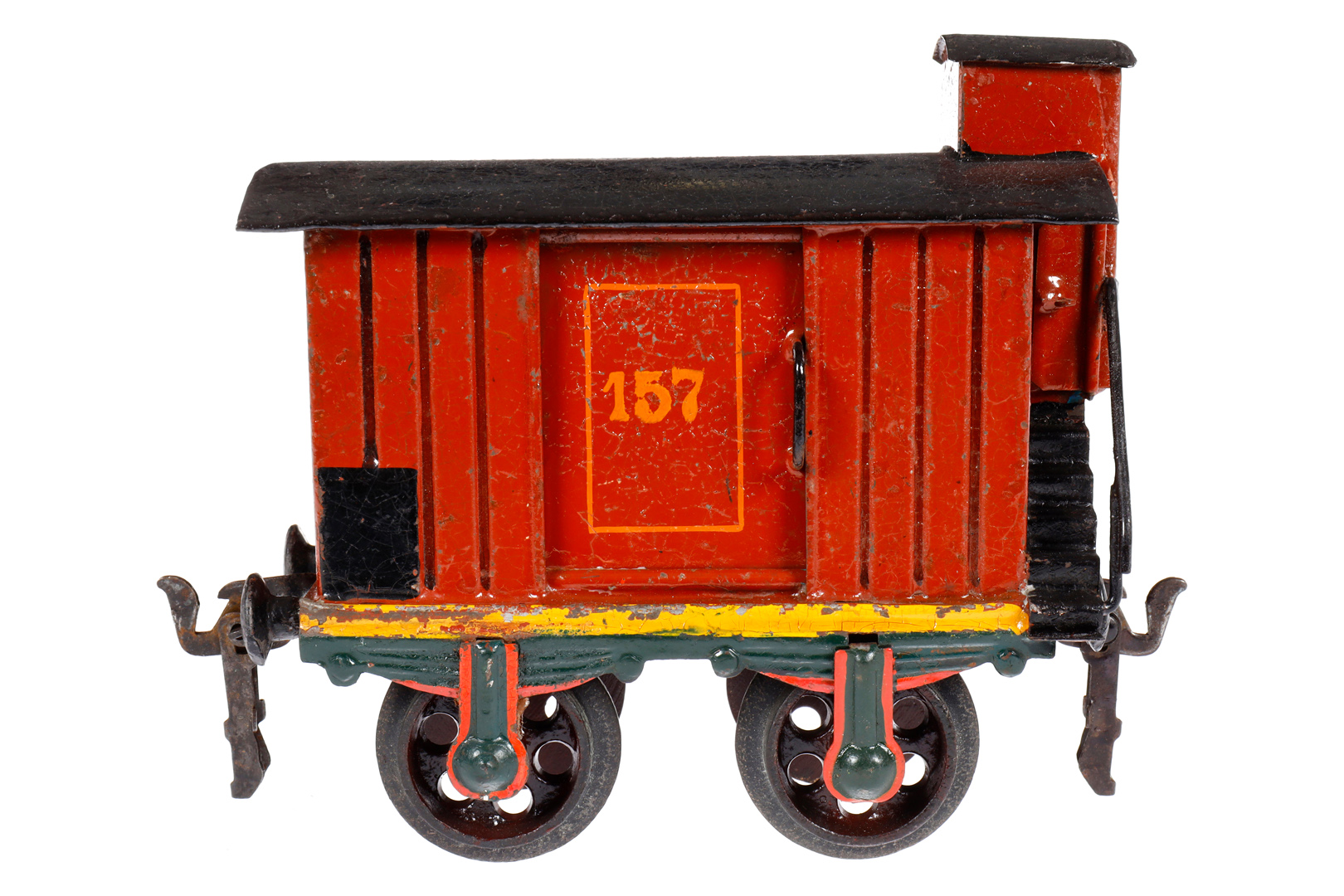 Märklin ged. Güterwagen 1804, Spur 1, uralt, HL, mit BRHh, 2 ST und Gussrädern, LS tw ausgeb.,