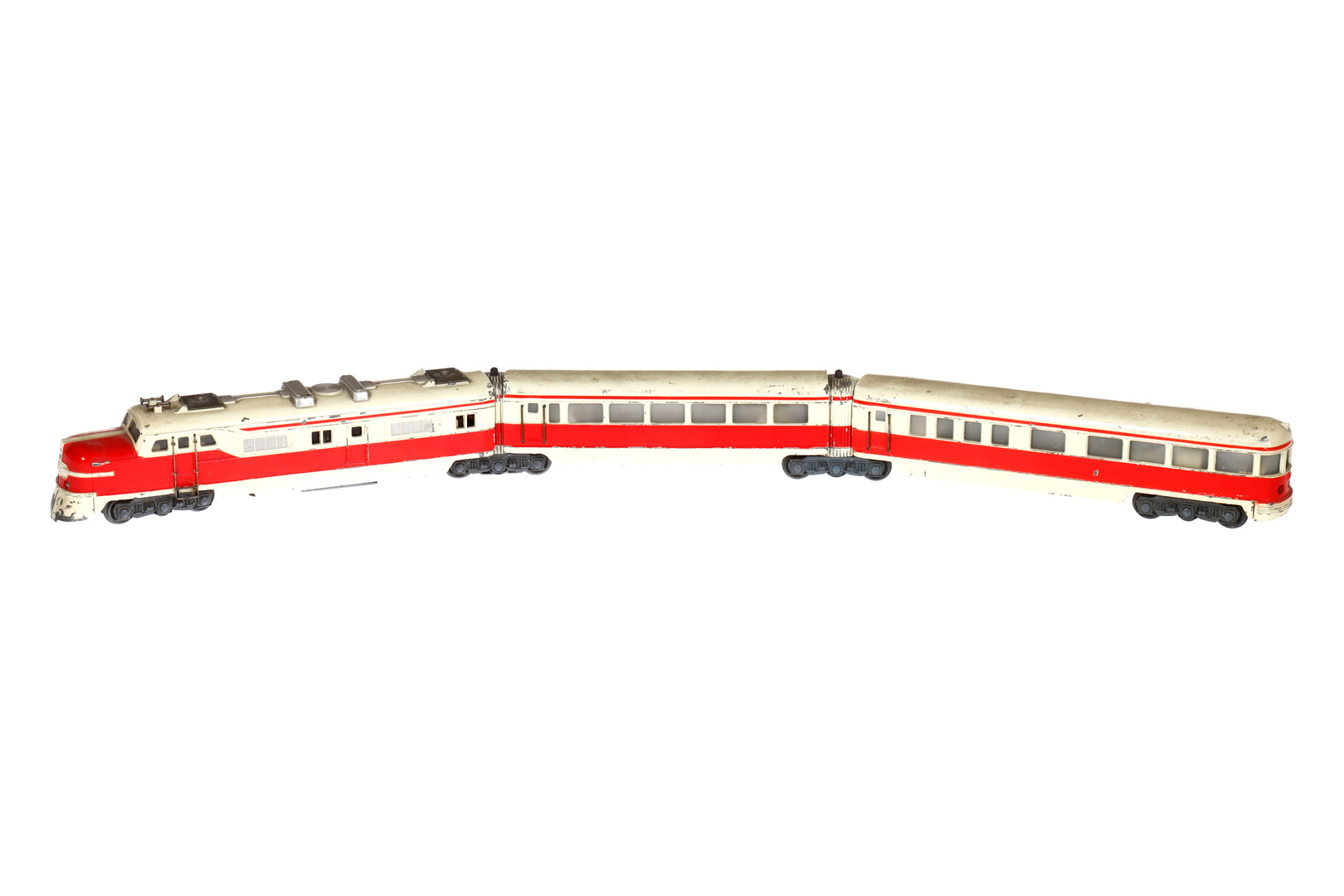 Märklin Schnelltriebwagen ST 800, Spur H0, Guss, creme/rot, 3-teilig, LS und Alterungsspuren, Z 3