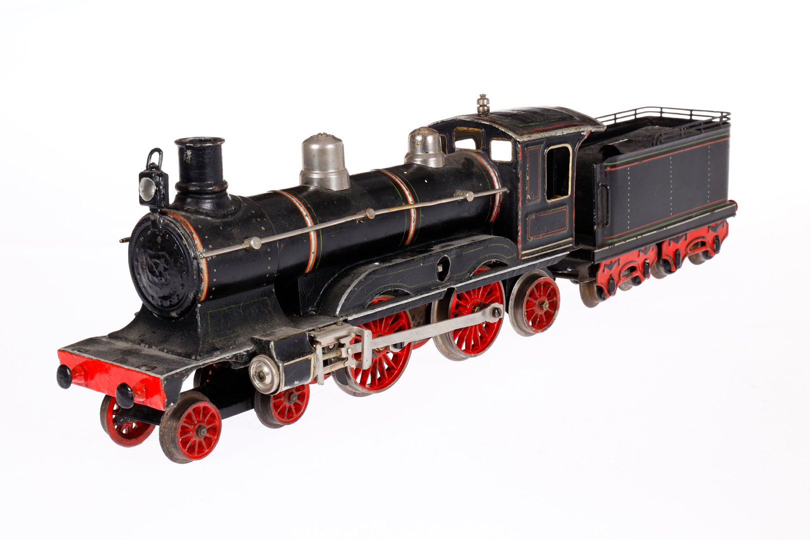 Märklin 2-B-1 Dampflok CE 1021, Spur 1, uralt, Uhrwerk intakt, schwarz, mit Tender, 1 imit. - Bild 2 aus 4