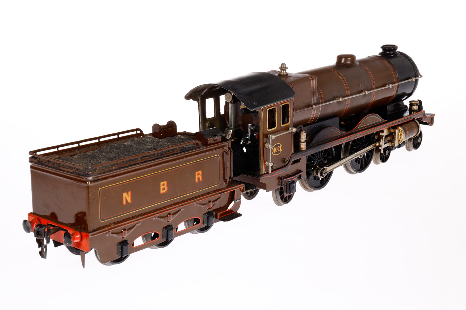 Märklin engl. 2-B-1 Dampflok CE 4021 NBR, Spur 1, spiritusbetrieben, braun/schwarz, mit Tender, - Bild 3 aus 4