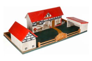 Bauernhof, Holz, bemalt, mit 3 Gebäuden, NV, L 82, Z 3
