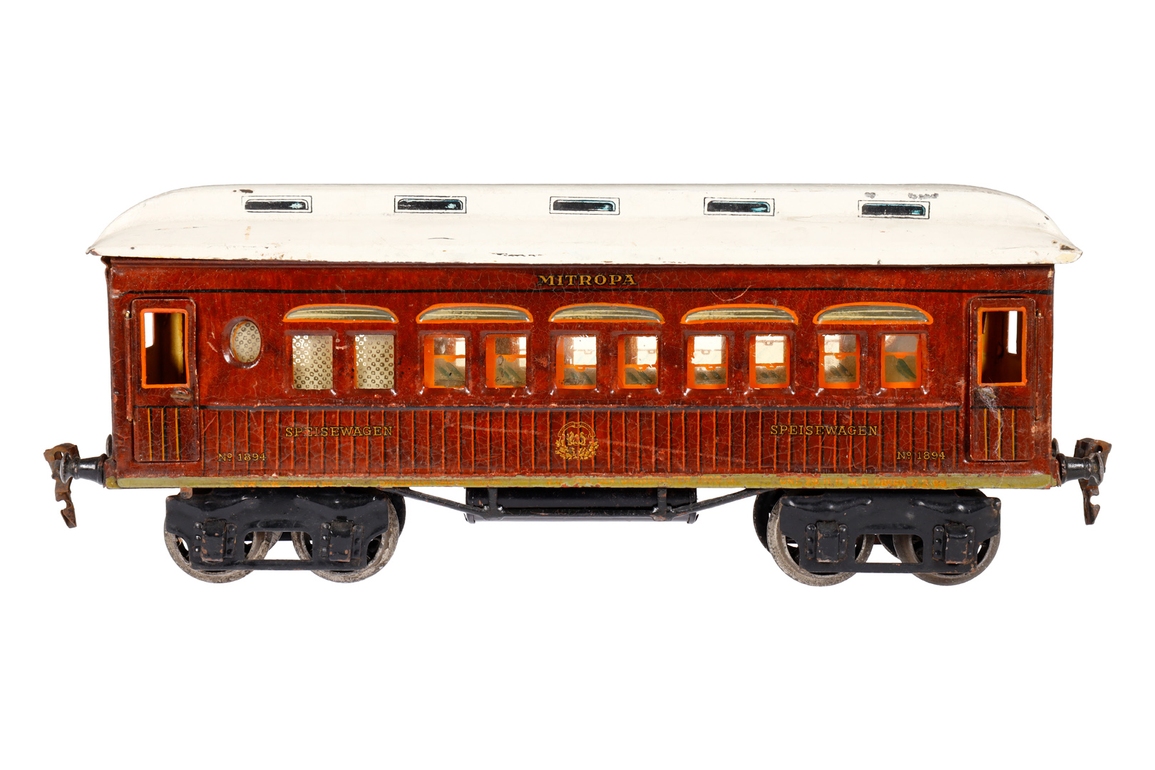 Märklin Mitropa Speisewagen 1894, Spur 1, HL, mit 4 AT und Gussrädern, ohne Inneneinrichtung, LS und