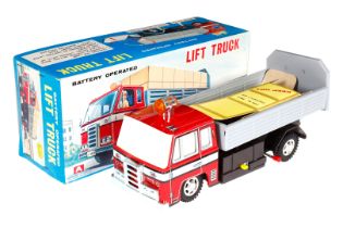 Toy LKW 2071, Japan, Blech/Kunststoff, batteriebetrieben, mit 1 Pappcontainer, LS und