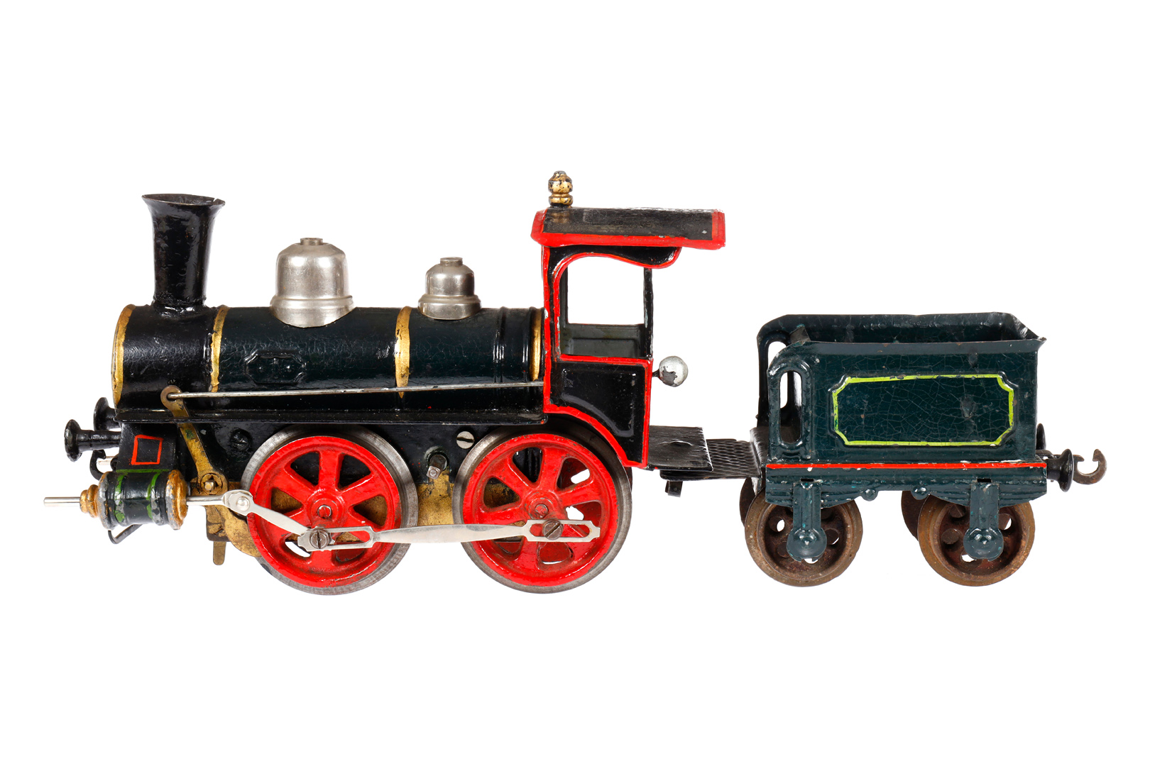 Märklin B-Dampflok 1021, Spur 1, uralt, Uhrwerk intakt, HL, mit Tender und Bremse, LS tw ausgeb.,