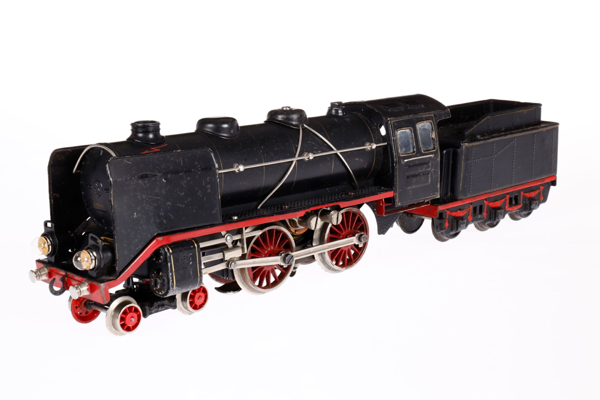 Märklin 2-B Dampflok E 66/12920, Spur 0, elektr., schwarz, mit Tender, gW und 2 el. bel. - Bild 2 aus 4