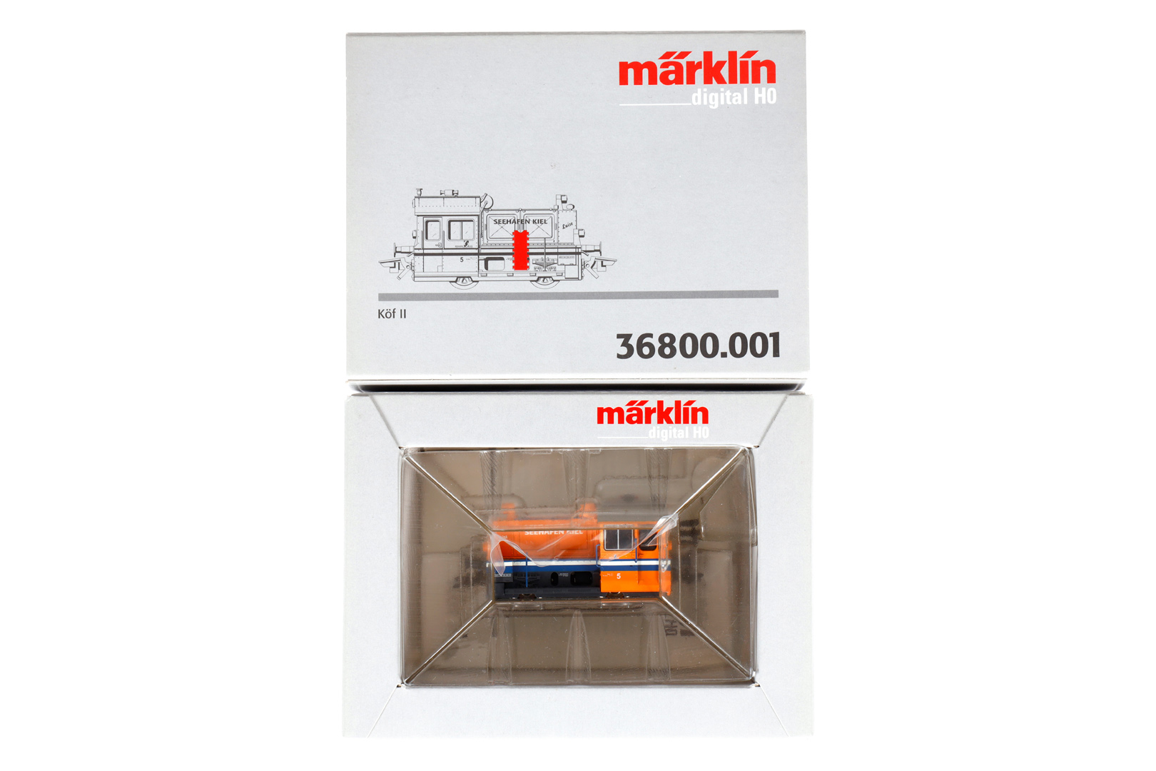 Märklin Digital Diesellok ”Seehafen Kiel” 36800.001, Spur H0, orange/blau, Alterungsspuren, OK, Z 2