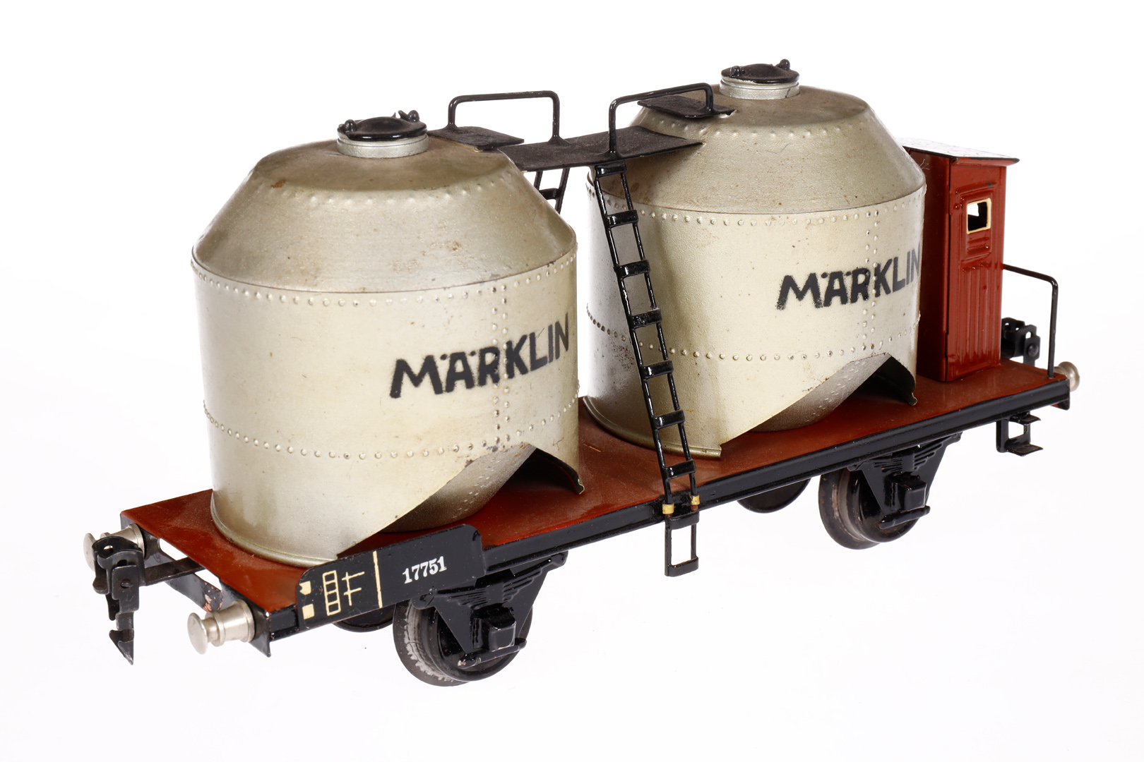 Märklin Braunkohlestaubwagen 1775, Spur 1, HL, mit BRH, LS am Rahmen tw ausgeb., gealterter Lack, - Bild 2 aus 4