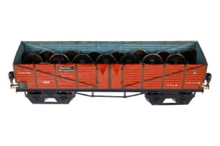 Märklin offener Güterwagen 1849, Spur 1, HL, beladen mit 14 Radsätzen, Rahmenbereich tw ausgeb.,