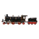 Märklin 2-B-1 Dampflok CE 1021, Spur 1, uralt, Uhrwerk intakt, schwarz, mit Tender, 3 imit.