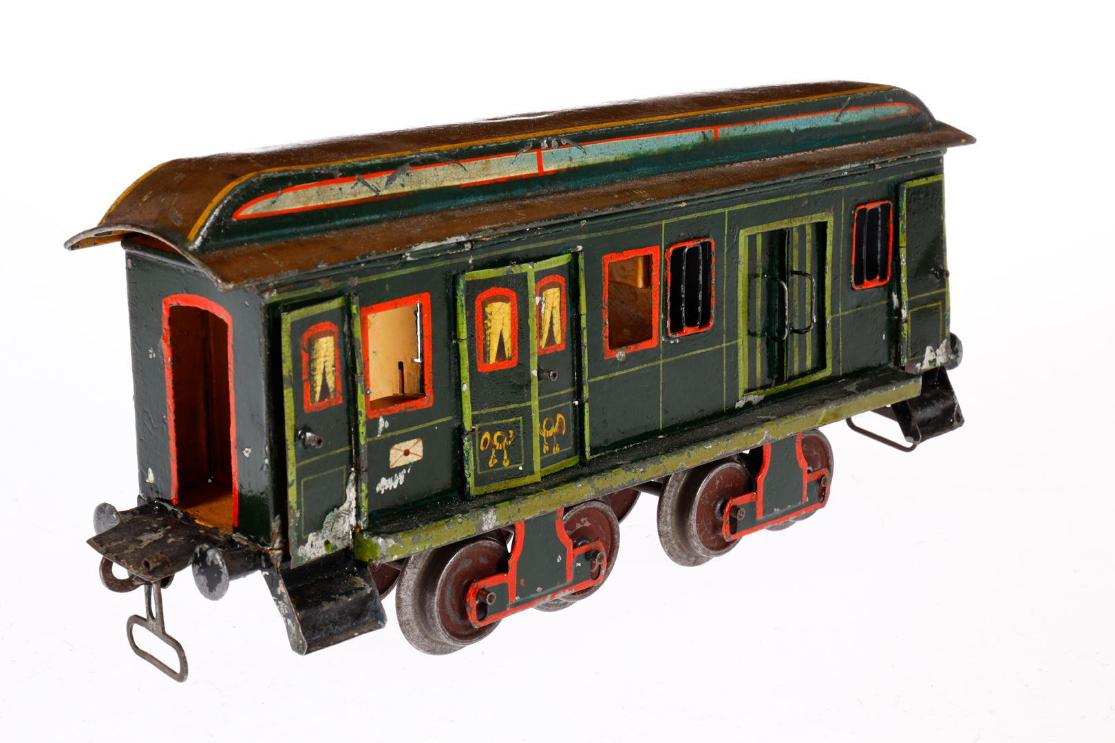 Märklin Post/Gepäckwagen 1844, Spur 1, uralt, HL, mit Diensteinrichtung, 4 AT, 4 ST, 2 DT und - Image 3 of 5