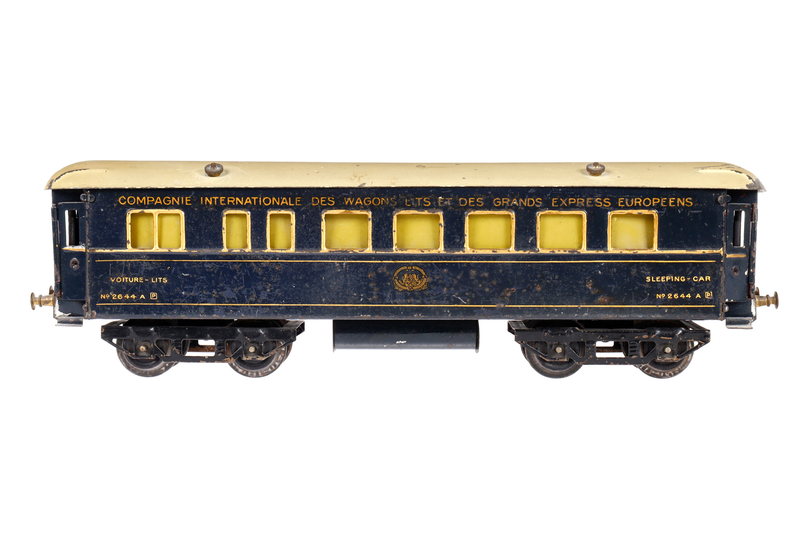 Hornby int. Schlafwagen 2644, Spur 0, blau, mit 4 AT, Kleinteile NV, LS, L 33, Z 3