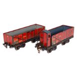 2 Bing Güterwagen, Spur 0, CL, mit Gussrädern, LS, L 21, Z 3