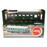 Märklin Personenwagen 5809, Spur 1, grün, Alterungsspuren, L 41,5, im leicht besch. OK, Z 2