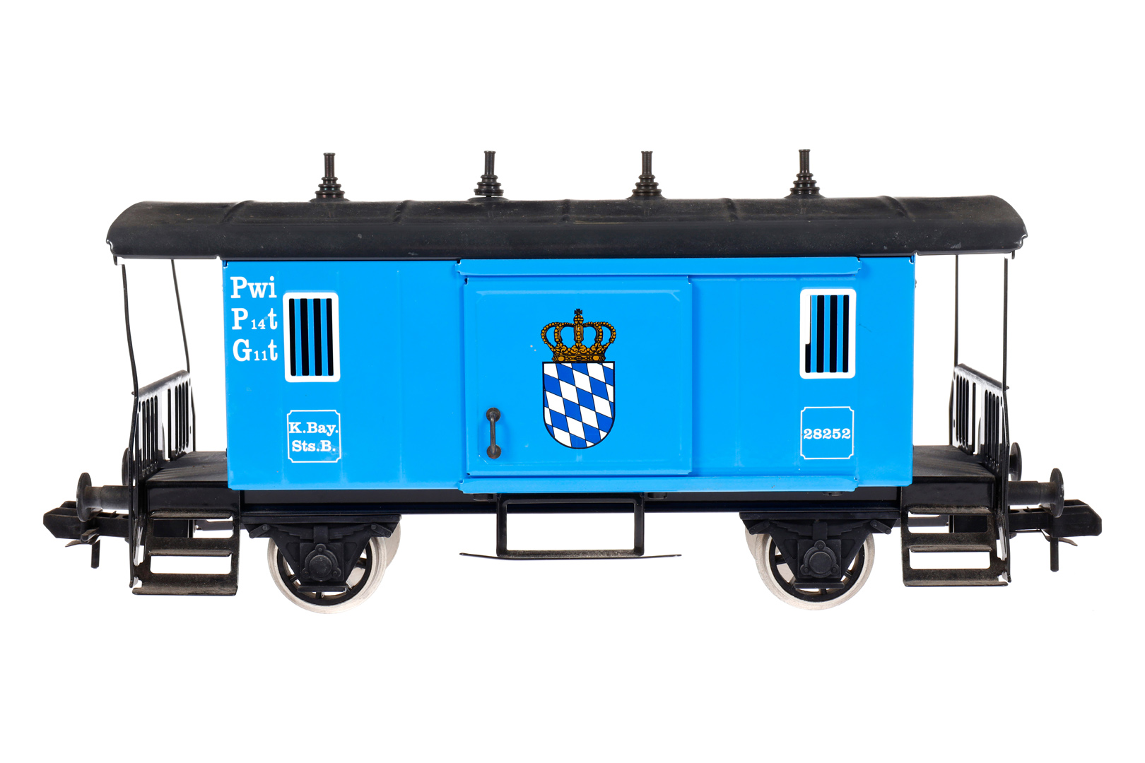 Märklin Maxi Gepäckwagen ”28252”, Spur 1, blau, Alterungsspuren, L 27,5, Z 2-3