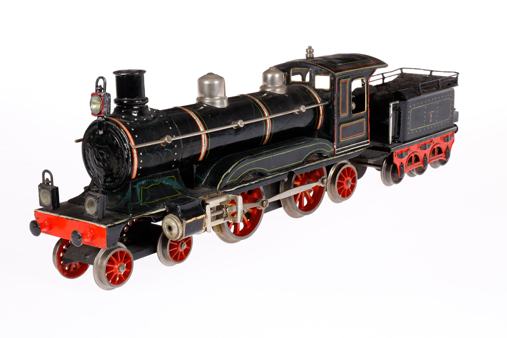 Märklin 2-B-1 Dampflok CE 1021, Spur 1, uralt, Uhrwerk intakt, schwarz, mit Tender, 3 imit. - Image 3 of 5