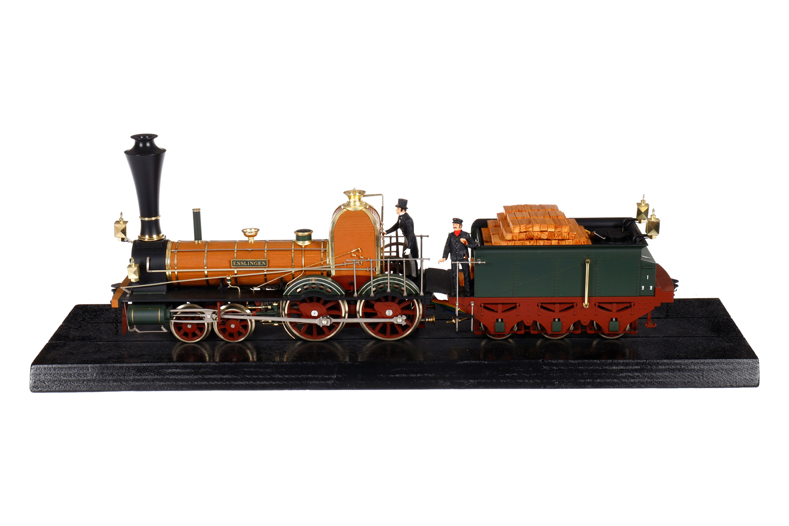 Märklin 2-B Schlepptenderlok ”Esslingen” 55520, Spur 1, elektr., grün/braun/schwarz, auf Sockel,