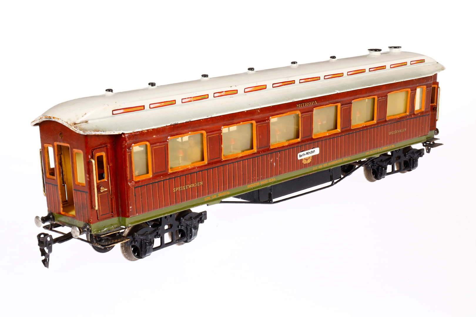 Märklin Mitropa Speisewagen 1946, Spur 1, HL, mit Holz-Inneneinrichtung, 4 AT, Gussrädern und 2 - Bild 3 aus 5