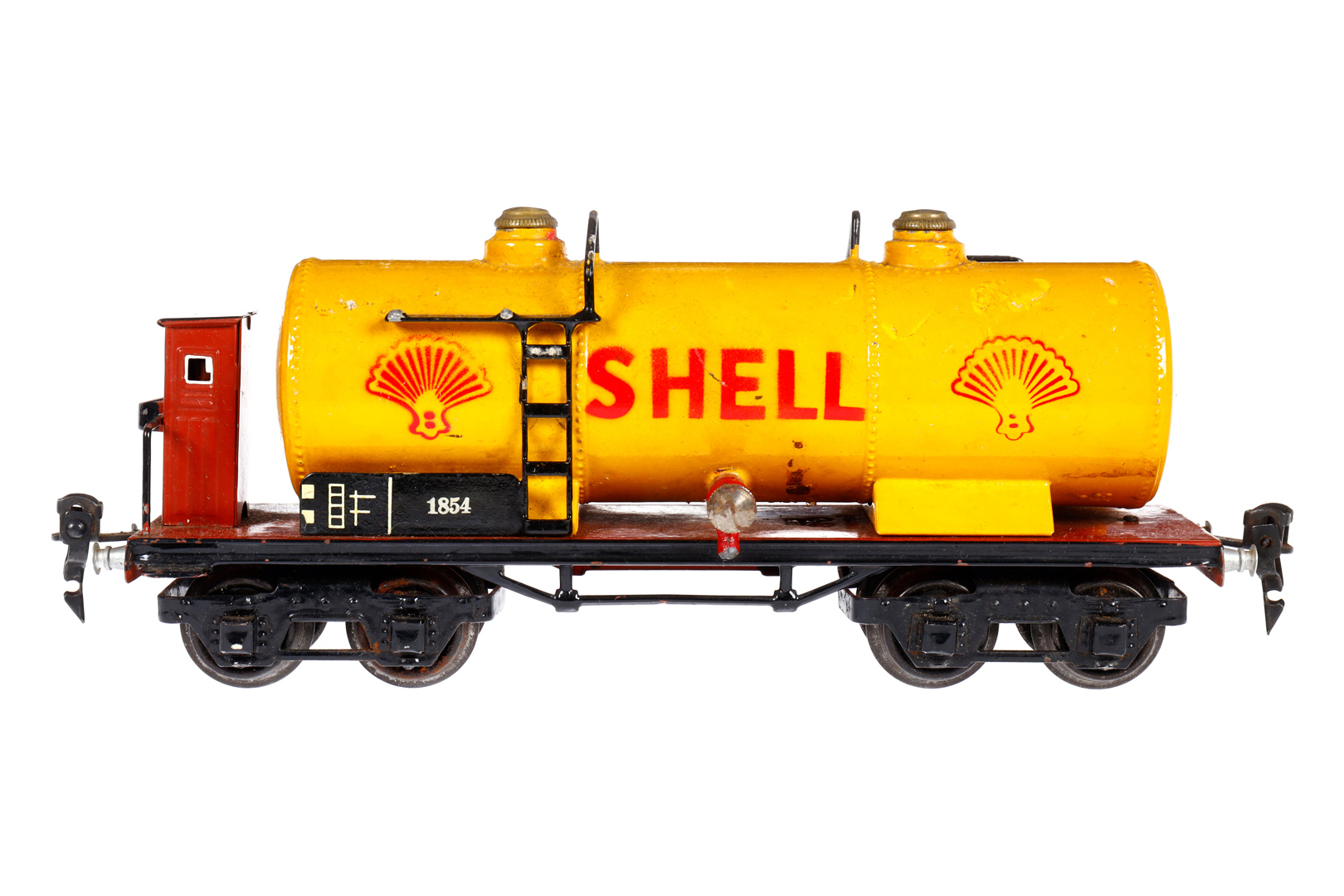 Märklin Shell Kesselwagen 1854, Spur 0, HL, mit BRH, 1 Geländer fehlt, LS und gealterter Lack, L