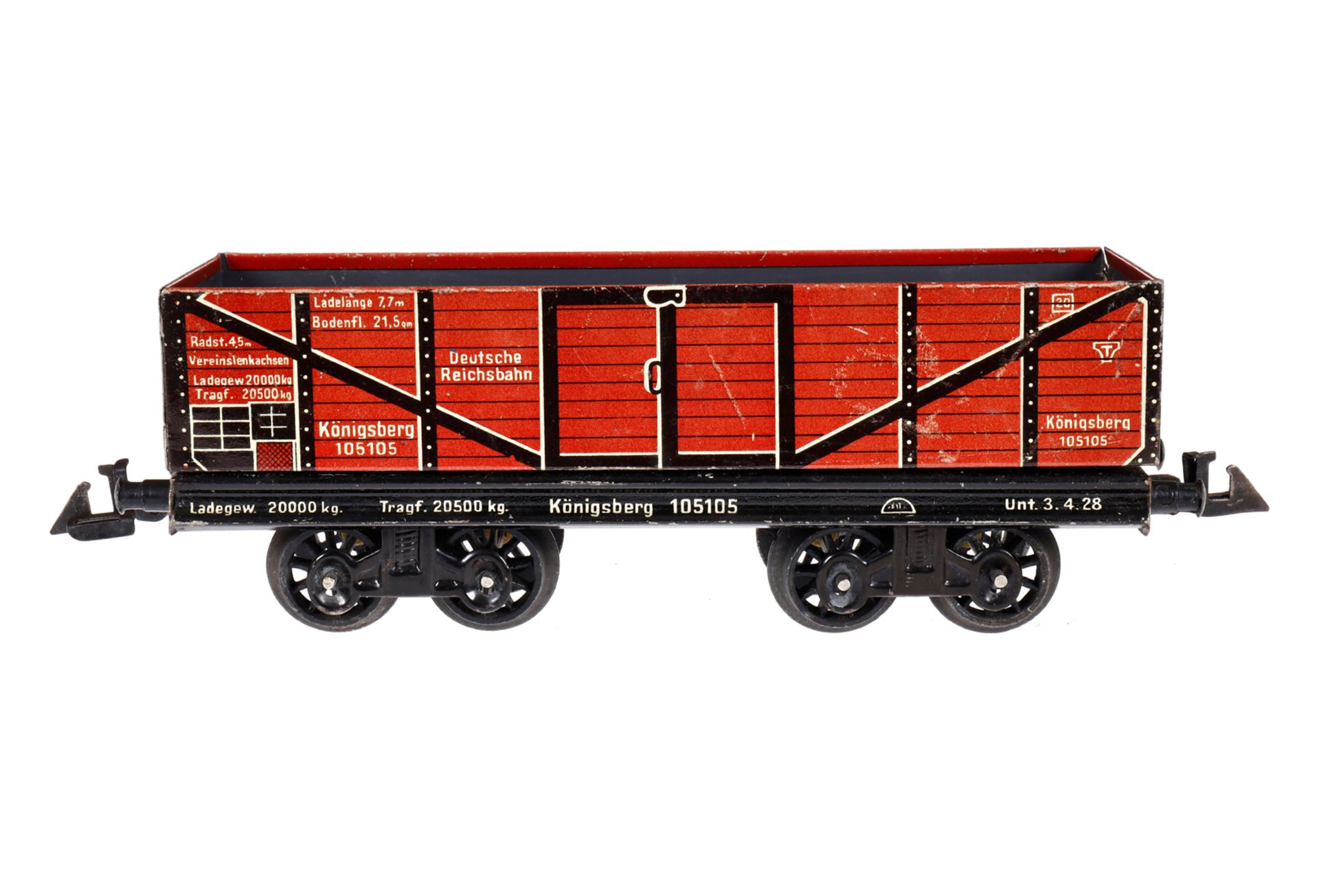 Bing offener Güterwagen, Spur 0, CL, mit Gussrädern, LS, L 21, Z 3